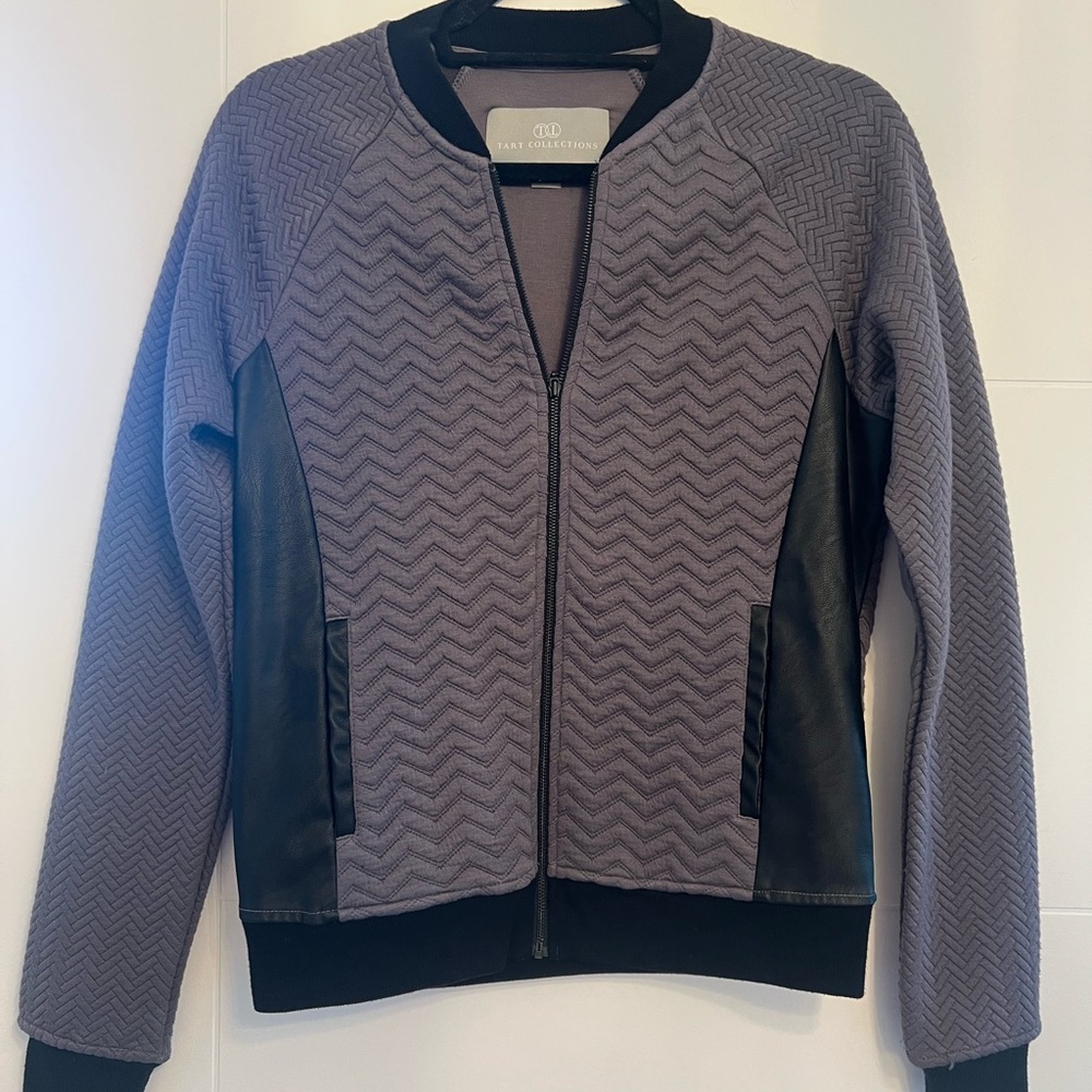 Plum Zigzag Pattern Jacket with Leather Accents by Tart Collections